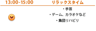 13:00 - 15:00 リラックスタイム